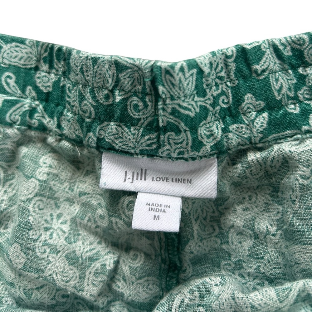 J.Jill 100% Linen Tassel Boho Floral Paisley Embroidered Shorts Size M Coastal - Picture 8 of 9